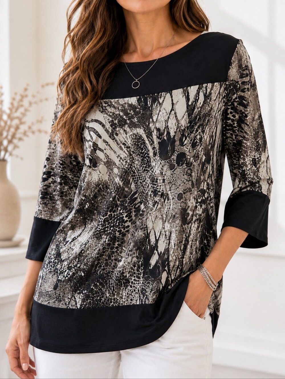 Jessica Image Animal Print Tunic Top Made in Canada Plus Size 2X 22W